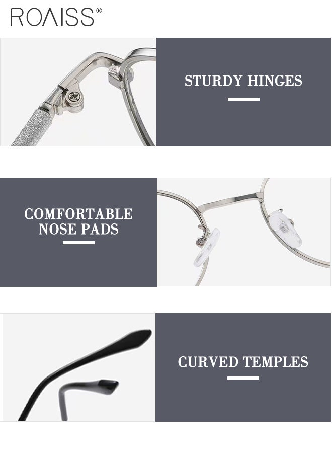 roaiss Women's Blue Light Blocking Sunglasses Anti UV and Glare Blue Light Filter Computer Glasses Cat Eye Photochromic Anti Eyestrain Headache Eyewear Black Silver - Image 2